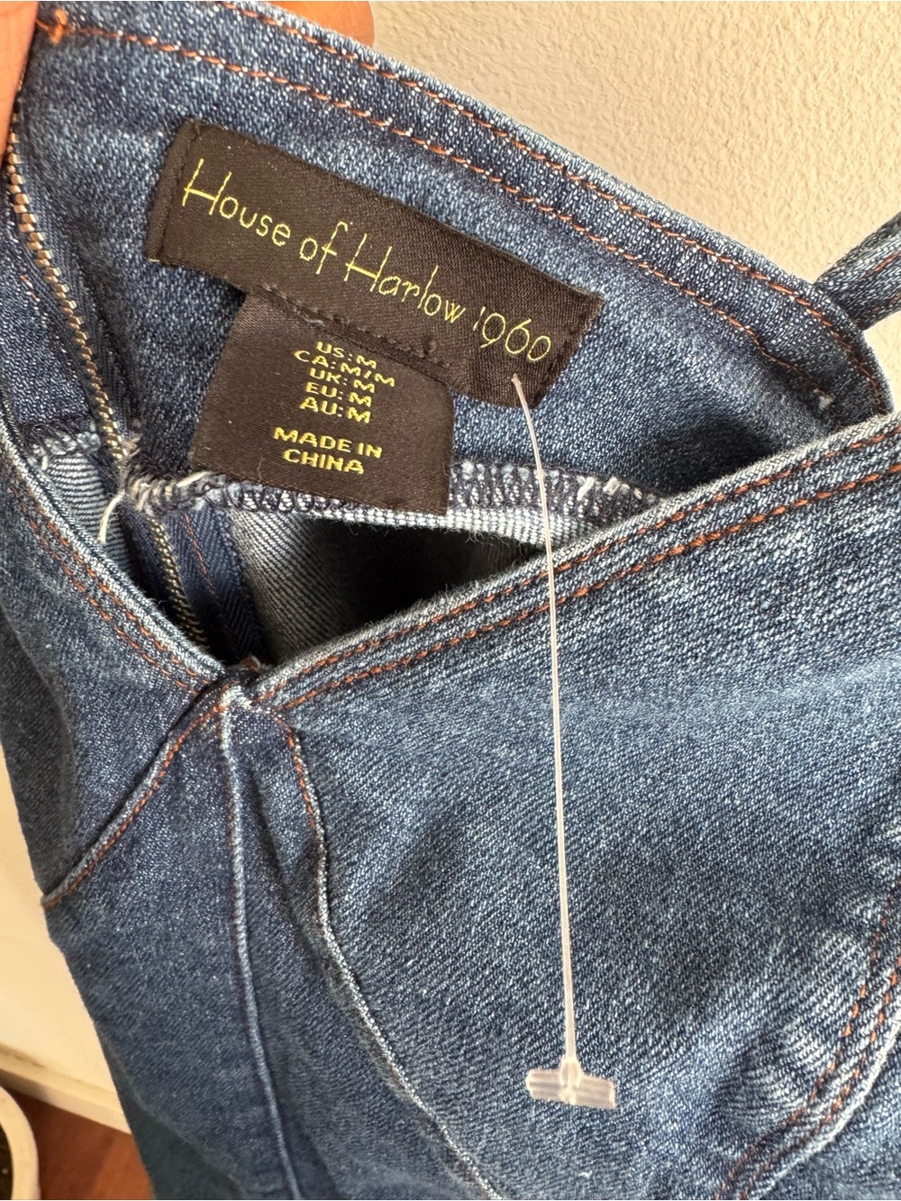 House of Harlow 1960 Denim Corset Midi Dress Blue Size M - Picture 2 of 8
